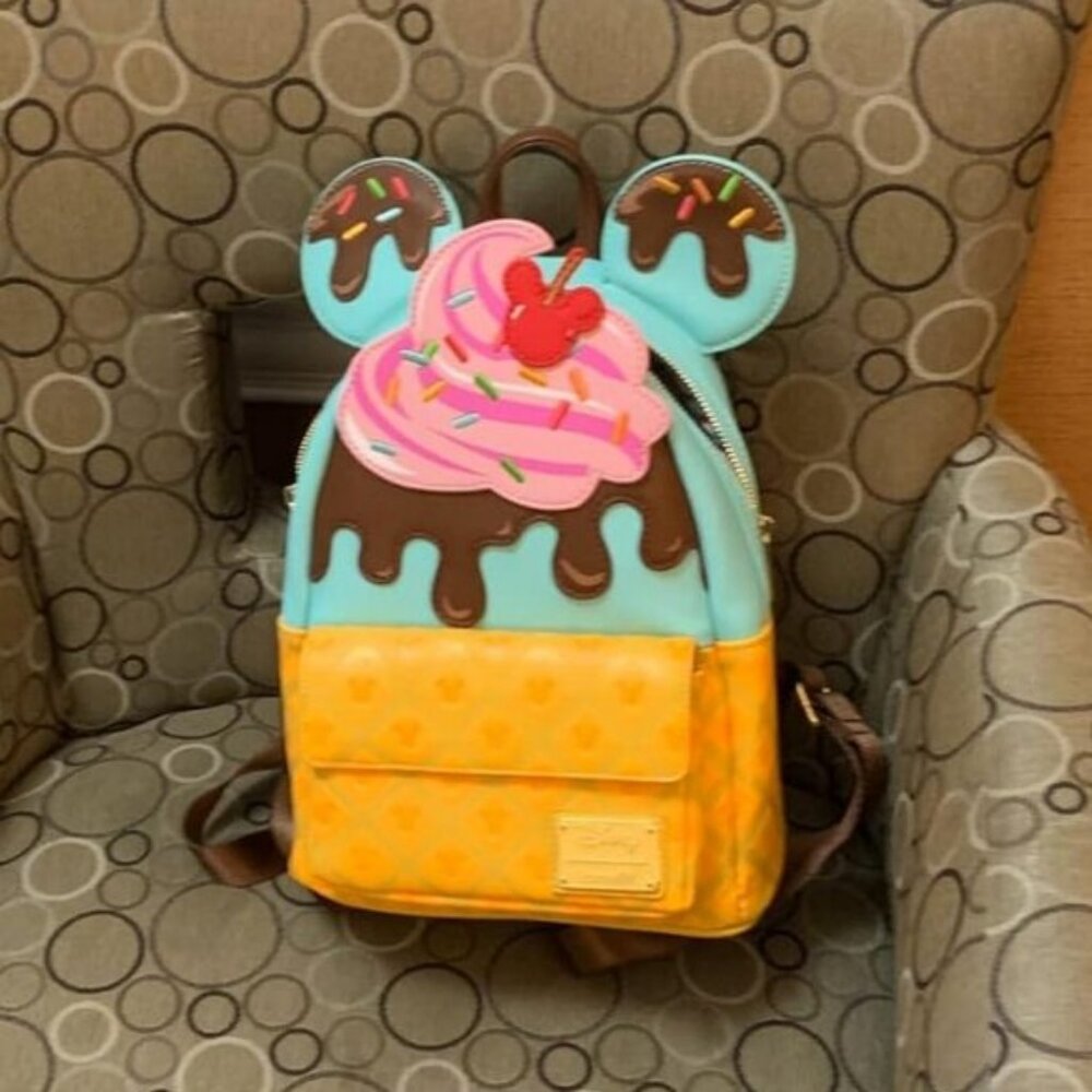 🆕Loungefly Women Disney Mickey and Minnie Mouse Sweets Ice Cream Mini Backpack - Picture 3 of 10